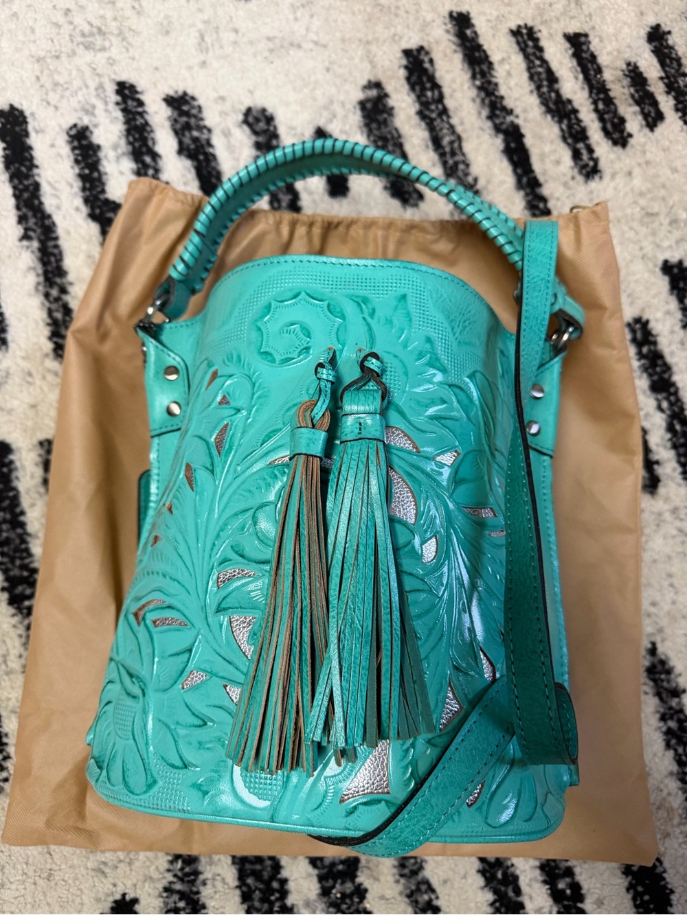Patricia Nash Otavia Bucket Turquoise NWOT